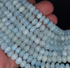 14X8-8X6MM Aquamarine Gemstone Grade AA Rondelle Loose Beads 15.5 inch Full Strand (80001443-A107)