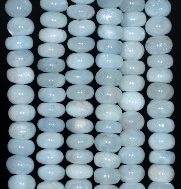 14X8-8X6MM Aquamarine Gemstone Grade AA Rondelle Loose Beads 15.5 inch Full Strand (80001443-A107)