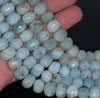 11X8MM Aquamarine Gemstone Grade A Pumpkin Rondelle Loose Beads 16 inch Full Strand (80001446-A107)