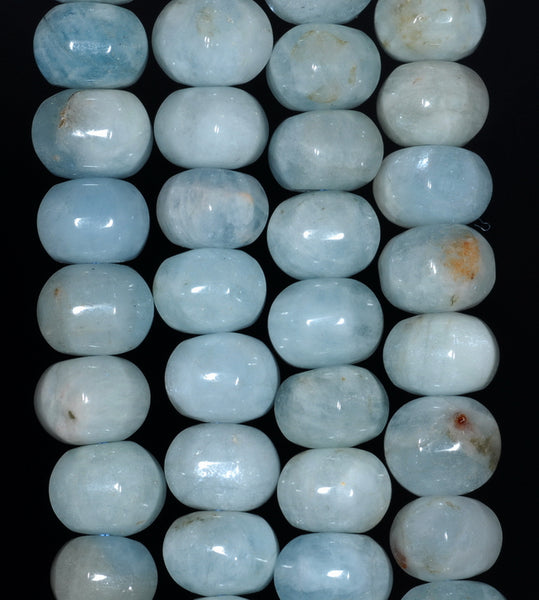 11X8MM Aquamarine Gemstone Grade A Pumpkin Rondelle Loose Beads 16 inch Full Strand (80001446-A107)