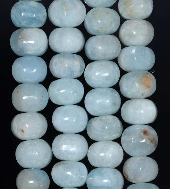 12X11-9X8MM Aquamarine Gemstone Grade A Pumpkin Rondelle Loose Beads 15.5 inch Full Strand (80001447-A107)