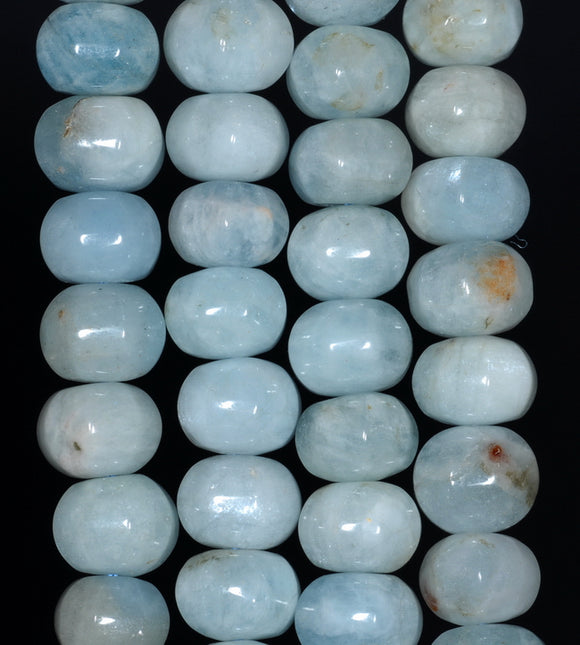 12X10MM Aquamarine Gemstone Grade A Pumpkin Rondelle Loose Beads 15.5 inch Full Strand (80001448-A107)