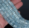 8X5-8X3MM Aquamarine Gemstone Grade AAA Faceted Rondelle Loose Beads 15.5 inch Full Strand (80001449-A107)