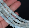 13X8MM Aquamarine Gemstone Grade A Bone Drum Loose Beads 15.5 inch Full Strand (80001454-A107)