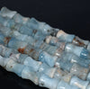 13X9-12X9MM Aquamarine Gemstone Grade AB Bone Drum Loose Beads 15.5 inch Full Strand (80001455-A107)