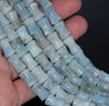 13X9-12X9MM Aquamarine Gemstone Grade A Bone Drum Loose Beads 15.5 inch Full Strand (80001456-A107)