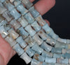 13X9-12X8MM Aquamarine Gemstone Grade AB Bone Drum Loose Beads 8 inch Half Strand (80001457 H-A107)