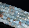 13X9-12X8MM Aquamarine Gemstone Grade AB Bone Drum Loose Beads 8 inch Half Strand (80001457 H-A107)