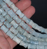 13X9-12X9MM Aquamarine Gemstone Grade AA Bone Drum Loose Beads 15.5 inch Full Strand (80001459-A107)