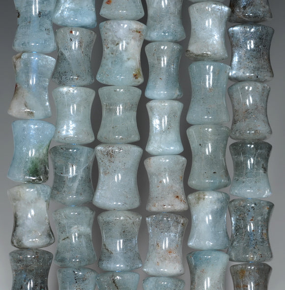 13X9-12X9MM Aquamarine Gemstone Grade A Bone Drum Loose Beads 15.5 inch Full Strand (80001460-A107)