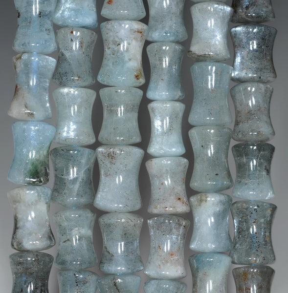 13X9-12X9MM Aquamarine Gemstone Grade A Bone Drum Loose Beads 15.5 inch Full Strand (80001460-A107)