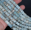 13X10-12X9MM Aquamarine Gemstone Grade AB Bone Drum Loose Beads 8 inch Half Strand (80001461 H-A96)