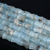 13X10-12X9MM Aquamarine Gemstone Grade AB Bone Drum Loose Beads 8 inch Half Strand (80001461 H-A96)