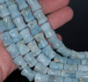 14X11-13X11MM Aquamarine Gemstone Grade A Bone Drum Loose Beads 15.5 inch Full Strand (80001462-A96)