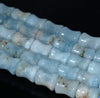 14X11-13X11MM Aquamarine Gemstone Grade A Bone Drum Loose Beads 15.5 inch Full Strand (80001462-A96)