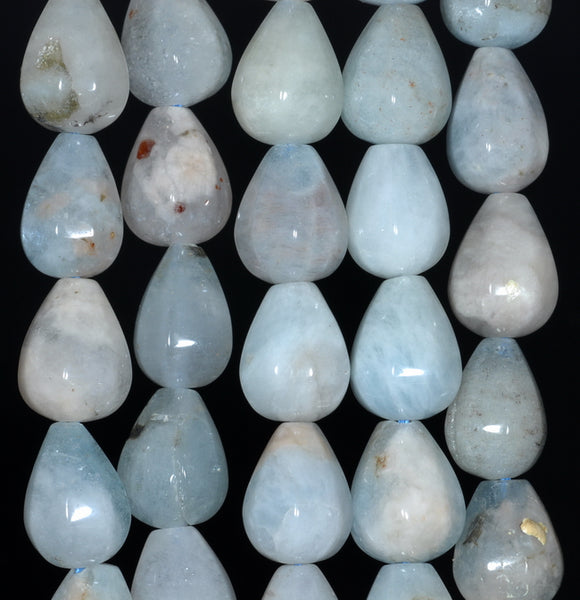 13X10-12X10MM Aquamarine Gemstone Grade A Faceted Teardrop Loose Beads 15.5 inch Full Strand (80001470-A103)