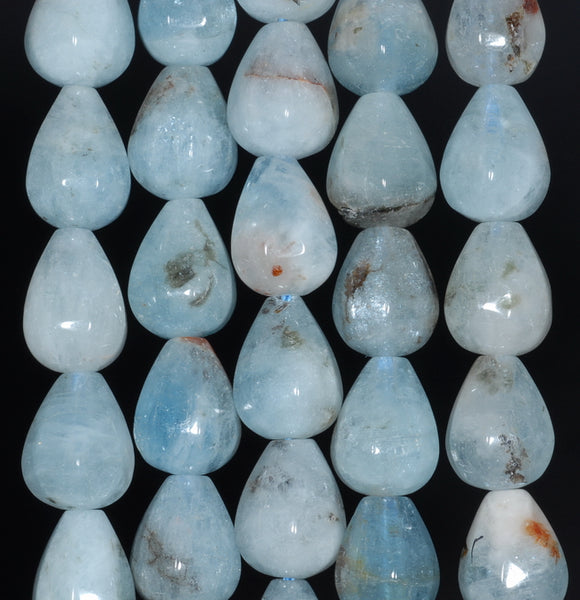 13X10-12X10MM Aquamarine Gemstone Grade A Faceted Teardrop Loose Beads 15.5 inch Full Strand (80001472-A103)