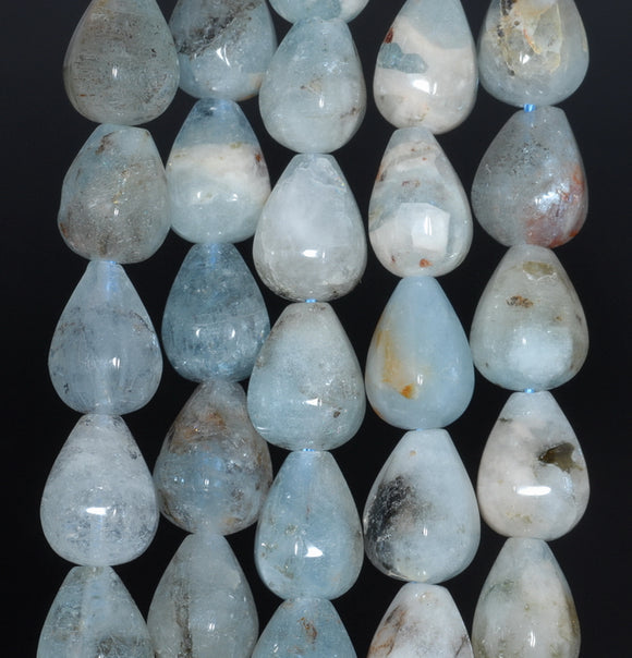 13X10-12X10MM Aquamarine Gemstone Grade A Faceted Teardrop Loose Beads 15.5 inch Full Strand (80001475-A103)