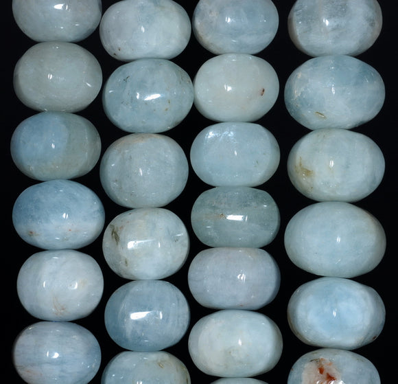 14X11-13X10MM Aquamarine Gemstone Grade A Pumpkin Rondelle Loose Beads 15.5 inch Full Strand (80001486-A102)