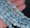 14X10-9X8MM Aquamarine Gemstone Grade AA Faceted Nugget Loose Beads 15.5 inch Full Strand (80001487-A95)