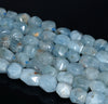 10X8-9X7MM Aquamarine Gemstone Grade A Faceted Nugget Loose Beads 15.5 inch Full Strand (80001490-A95)