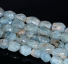 13X10-11X8MM Aquamarine Gemstone Grade AB Faceted Nugget Loose Beads 15.5 inch Full Strand (80001493-A95)