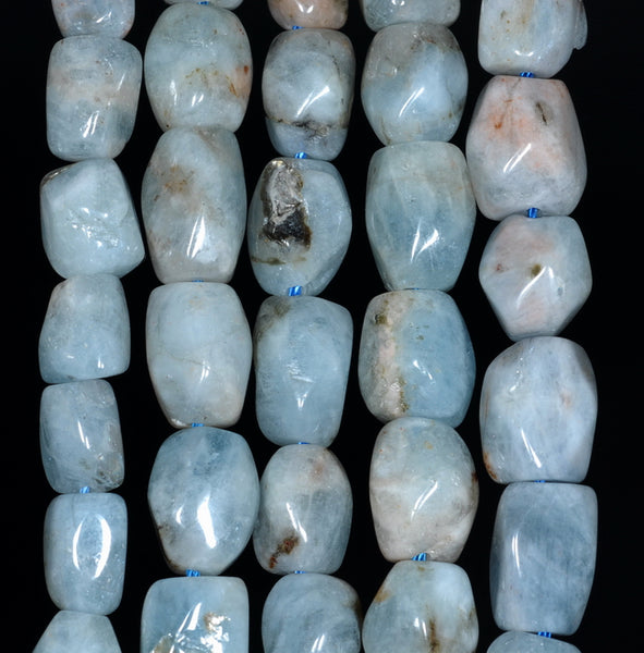 13X10-11X8MM Aquamarine Gemstone Grade AB Faceted Nugget Loose Beads 15.5 inch Full Strand (80001493-A95)