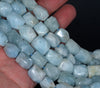 15X13-12X10MM Aquamarine Gemstone Grade AA Faceted Nugget Drum Loose Beads 7.5 inch Half Strand (80001496-A98)