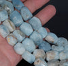 17X13-14X10MM Aquamarine Gemstone Grade AB Faceted Nugget Drum Loose Beads 7.5 inch Half Strand (80001497-A98)