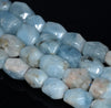 17X13-14X10MM Aquamarine Gemstone Grade AB Faceted Nugget Drum Loose Beads 7.5 inch Half Strand (80001497-A98)