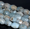 16X12-15X11MM Aquamarine Gemstone Grade AB Faceted Nugget Drum Loose Beads 15.5 inch Full Strand (80001498-A98)