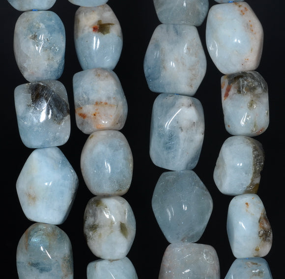 16X12-15X11MM Aquamarine Gemstone Grade AB Faceted Nugget Drum Loose Beads 15.5 inch Full Strand (80001498-A98)