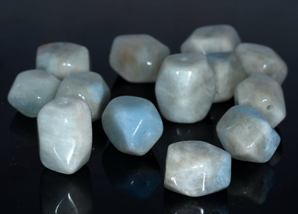 21X16-16X13MM Aquamarine Gemstone Grade A Faceted Nugget Drum Loose Beads (80001499-A98)