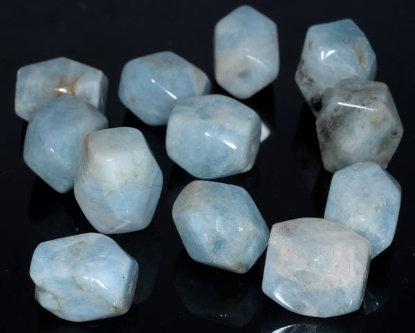 24X16-18X14MM Aquamarine Gemstone Grade A Faceted Nugget Drum Loose Beads (80001505-A99)