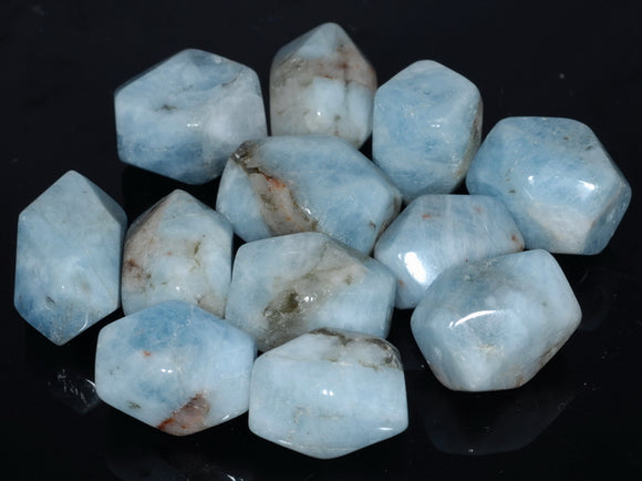 28X21-21X16MM Aquamarine Gemstone Grade AB Faceted Nugget Drum Loose Beads (80001506-A99)