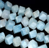 8X7-7X6MM Aquamarine Gemstone Grade A Diagonal Drill;Square Cube Loose Beads 15.5 inch Full Strand (80001523-A99)