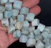 8X7-7X6MM Aquamarine Gemstone Grade AB Diagonal Drill;Square Cube Loose Beads 15.5 inch Full Strand (80001524-A99)