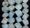 8X7-7X6MM Aquamarine Gemstone Grade AB Diagonal Drill;Square Cube Loose Beads 15.5 inch Full Strand (80001524-A99)