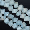 9X8-8X8MM Aquamarine Gemstone Grade A Diagonal Drill;Square Cube Loose Beads 15.5 inch Full Strand (80001525-A99)