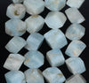 10X9-9X8MM Aquamarine Gemstone Grade AB Diagonal Drill;Square Cube Loose Beads 15.5 inch Full Strand (80001526-A99)