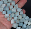 12X10-10X9MM Aquamarine Gemstone Grade A Diagonal Drill;Square Cube Loose Beads 15.5 inch Full Strand (80001528-A99)