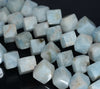 12X11-11X9MM Aquamarine Gemstone Grade AB Diagonal Drill;Square Cube Loose Beads 15.5 inch Full Strand (80001529-A99)