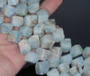 13X12-11X10MM Aquamarine Gemstone Grade AB Diagonal Drill;Square Cube Loose Beads 15.5 inch Full Strand (80001533-A100)