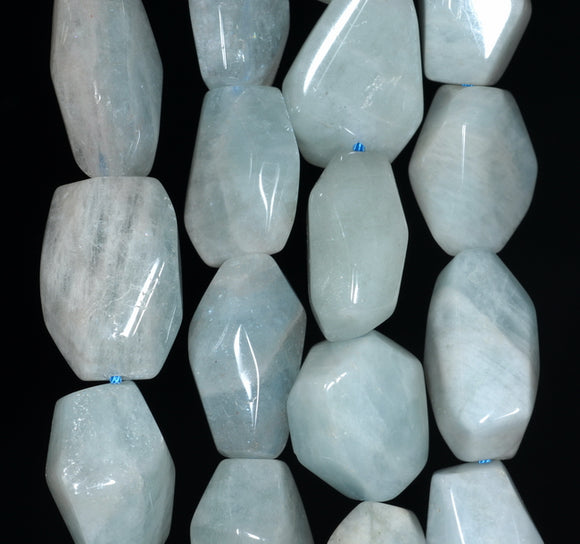 21X15-16X13MM Aquamarine Gemstone Grade AA Faceted Nugget Loose Beads 15.5 inch Full Strand (80001535-A100)