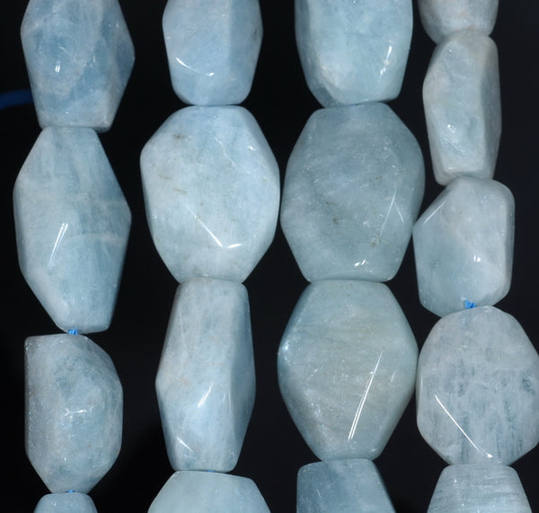 21X16-17X14MM Aquamarine Gemstone Grade AA Faceted Nugget Loose Beads 15.5 inch Full Strand (80001536-A100)