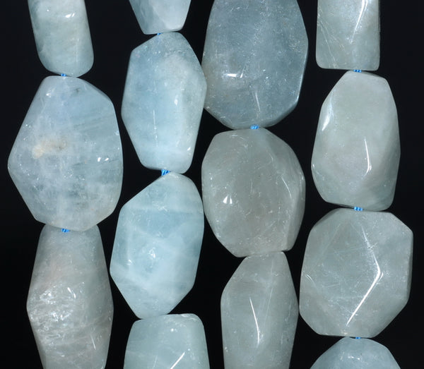 22X18-18X14MM Aquamarine Gemstone Grade AA Faceted Nugget Loose Beads 15.5 inch Full Strand (80001537-A100)