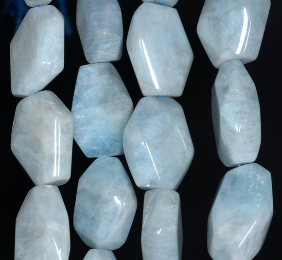 24X18-19X14MM Aquamarine Gemstone Grade AA Faceted Nugget Loose Beads 15.5 inch Full Strand (80001538-A100)