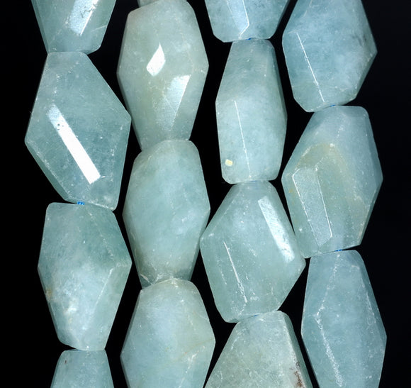 21X13-18X12MM Aquamarine Gemstone Grade AAA Faceted Nugget Loose Beads 15.5 inch Full Strand (80001544-A97)