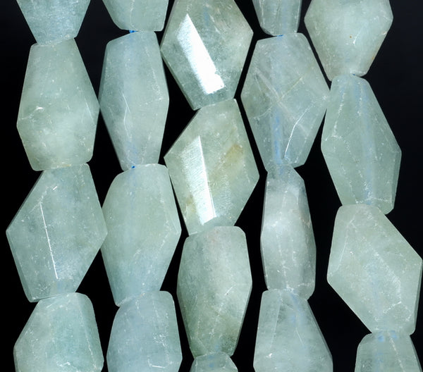 21X13-18X12MM Aquamarine Gemstone Grade A Faceted Nugget Loose Beads 15.5 inch Full Strand (80001545-A97)