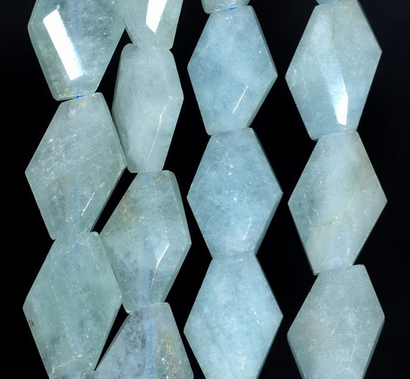 24X15-21X14MM Aquamarine Gemstone Grade AA Faceted Nugget Loose Beads 15.5 inch Full Strand (80001547-A97)